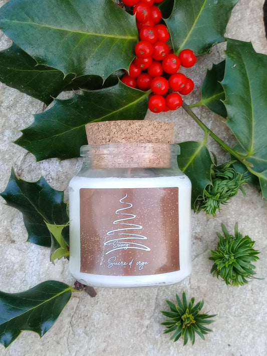 Bougie de Noël en pot de 130 grs " Sucre d'orge "
