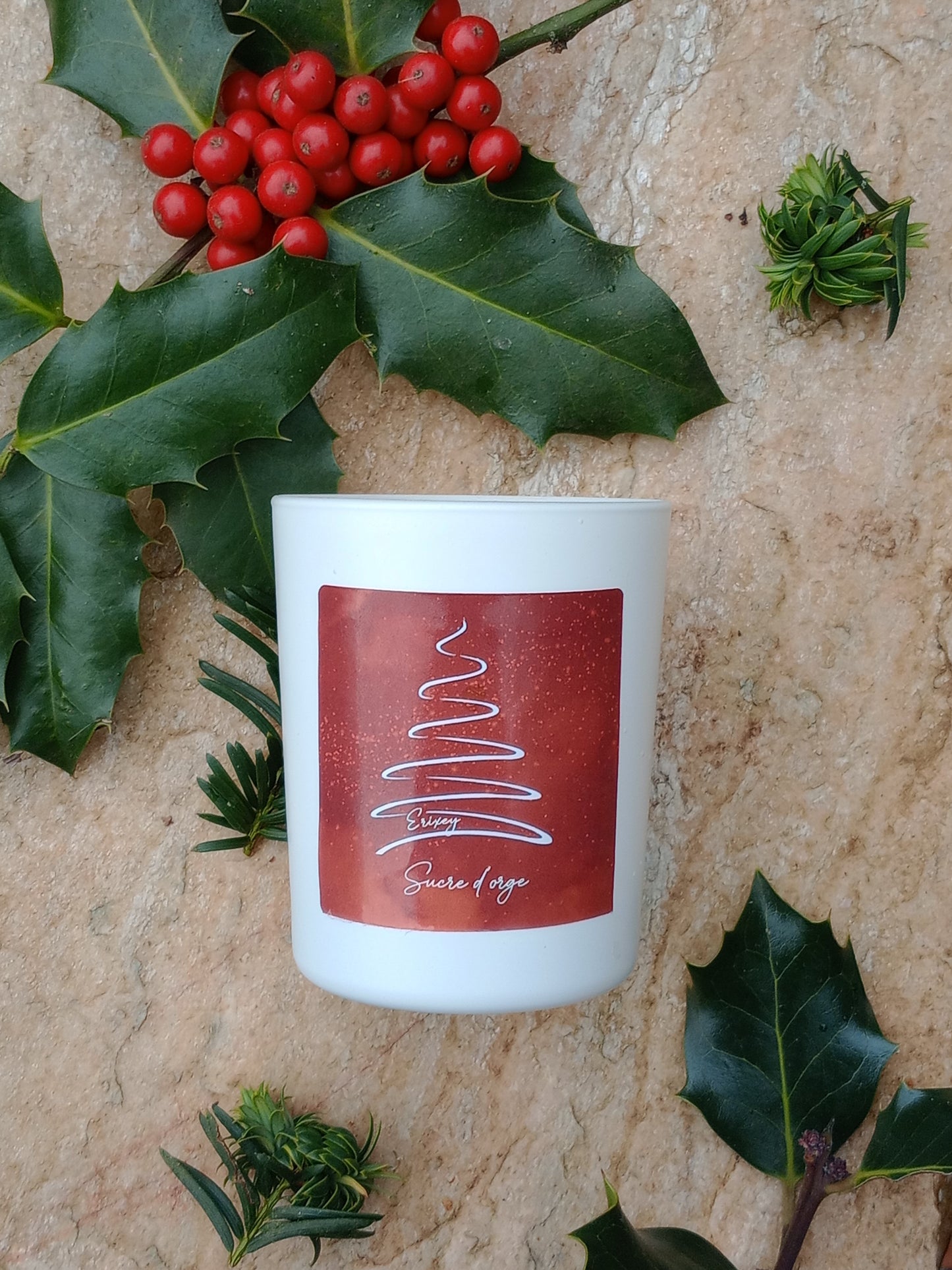 Bougie de Noël en pot de 190 grs " Sucre d'orge "