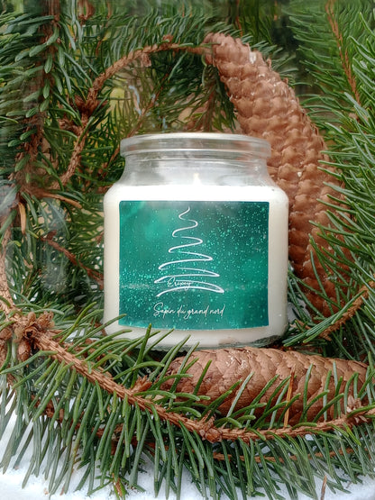 Bougie en pot 130 grs  " Sapin du grand nord "
