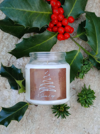 Bougie de Noël en pot de 130 grs  " Sucre d'orge "