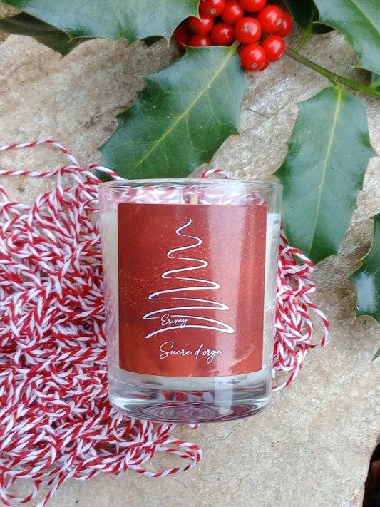 Bougie de Noël en pot de 165 grs  " Sucre d'orge "